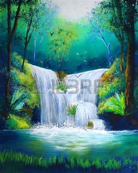 Watercolor Painting Of Waterfall Waterfall Paintings Waterfall
