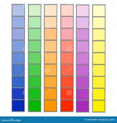 Color Guide Chart Cmyk Rainbow Background Part 1 Vector Illustration