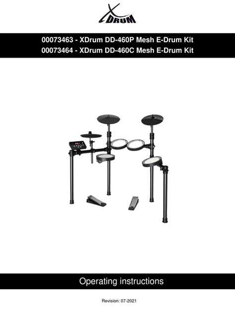 Xdrum Dd 460p Mesh E Drum Kit Operating Instructions Manual Pdf