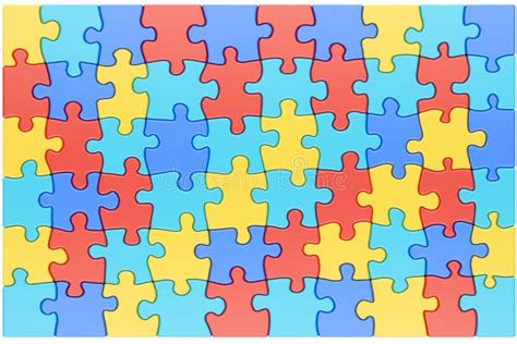 Puzzle Pieces In Autism Awareness Colors Background 3d Rendering Stock