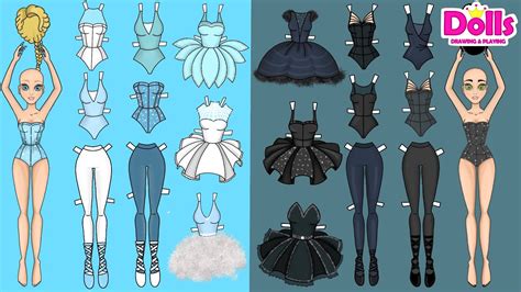 Paper Dolls Ballerina Dress Up Drawing And Playing Paper Craft Youtube
