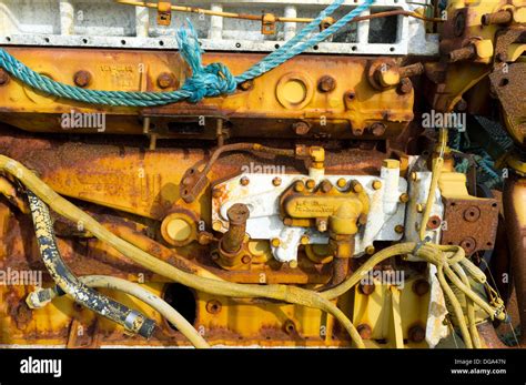 Old Caterpillar Tractor Engine Stock Photo Alamy