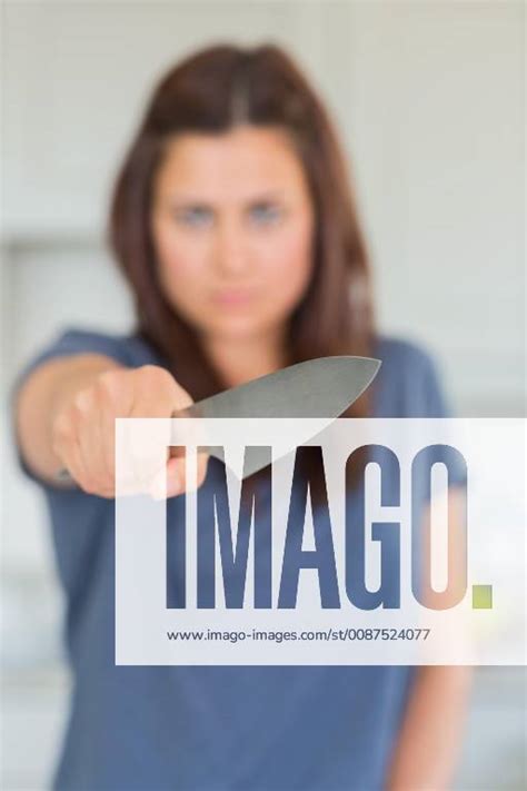 Angry Woman Holding Knife Out Model Released Symbolfoto