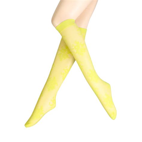 Sarah Borghi Denise Yellow Sheer Knee Highs Sokisahtel