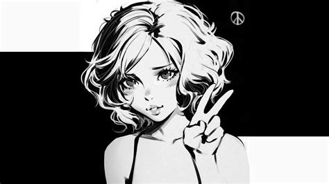Wallpaper Anime Black And White Pc Anime Adrian Salvesen