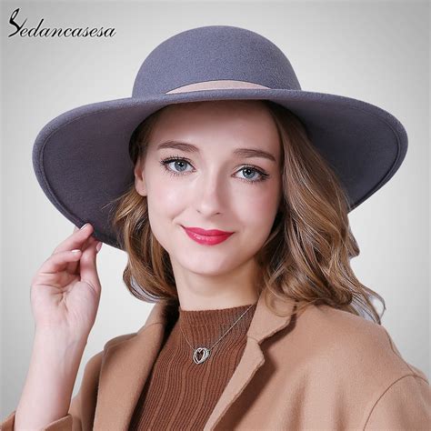 Sedancasesa New Fashion Wide Brim Hats For Women 100 Australian Wool