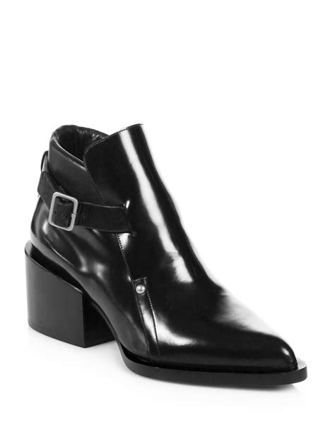 Jil Sander Leather Buckle Ankle Boots In Black Lyst