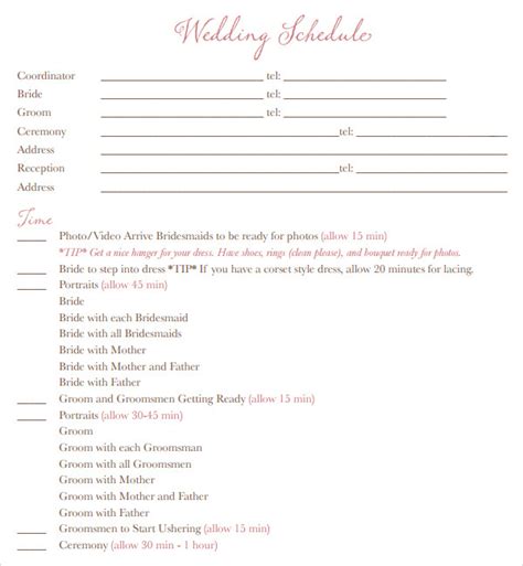 Free 5 Sample Wedding Timeline Templates In Pdf Ms Word Ppt