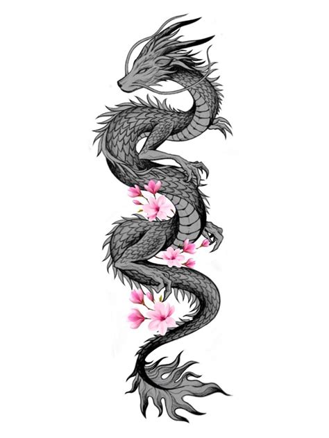 Dragon Flower Tattoo Design For Woman Dragon Tattoo Shoulder Dragon Tattoo Back Dragon Tattoo