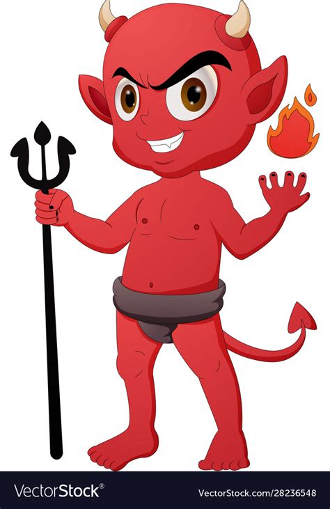 Demon Cartoon Characters Standing With Pitchforks Vector Image