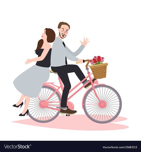 Couple Riding Bike Bicycle Romance Beautiful Vector Image