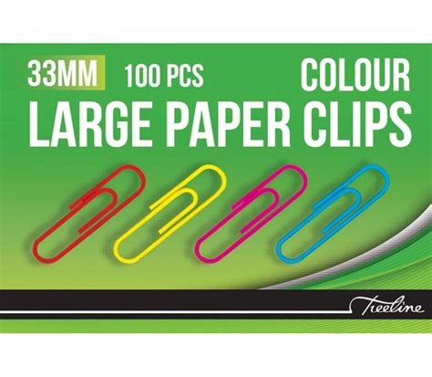 Treeline Paper Clips 33mm Coloured Pvc Coated Shop Online