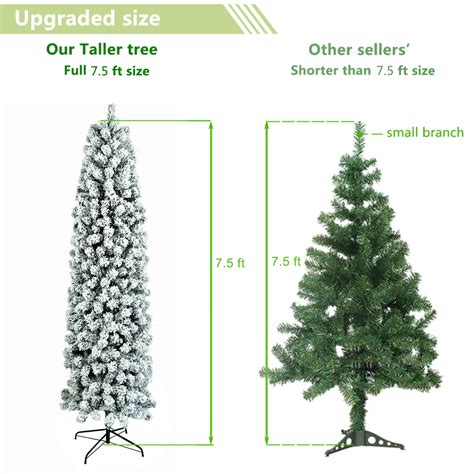 Ktaxon 75ft Artificial Slim Pencil Flocked Christmas Tree With 641