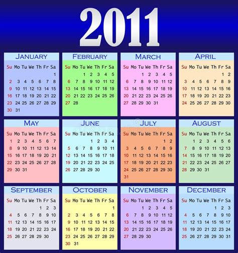 Calendário De 2011 Cores Ilustração Stock Ilustração De Internet