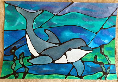Fun fix for your bathroom or other windows. Kathy's Art Project Ideas: Ocean Stained Glass Watercolor ...