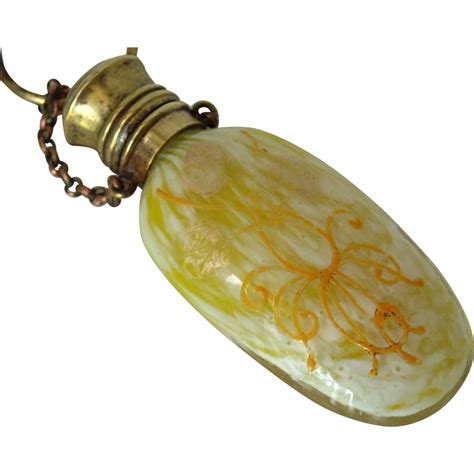 This Is A Most Attractive Antique Moser Chatelaine Scent Bottle Made Of Bohemian Yellow And