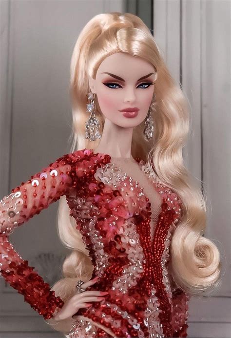 Glamorous Barbie Doll In Red Dress