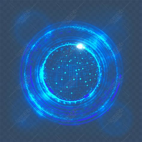 Free Blue Technology Spherical Light Effect Internet Element