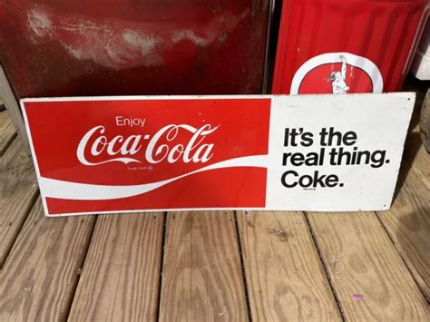 1960s Vintage Original Coca Cola Metal Sign Its The Real Thing Coke