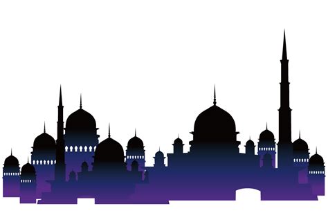 Hitam Dan Putih Siluet Masjid Untuk Hari Raya Aidilfitri Download Png