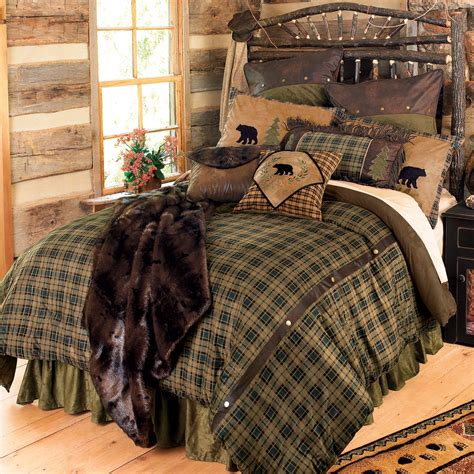 Brown Plaid Alpine Bear Bedding Set Everything Log Homes
