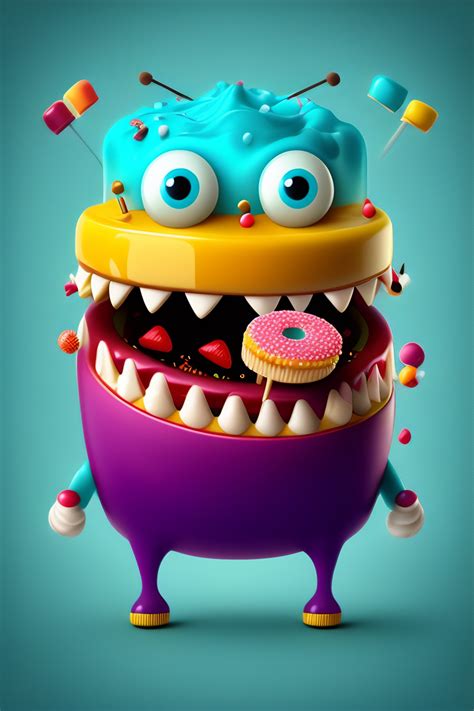 lexica cartoon monster eating sweets