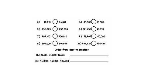 Comparing And Ordering Whole Numbers Worksheets 4Th Grade Pdf - canvas