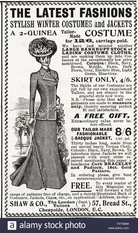 Original Old Vintage Magazine Advert From The Late Victorian Era Stock