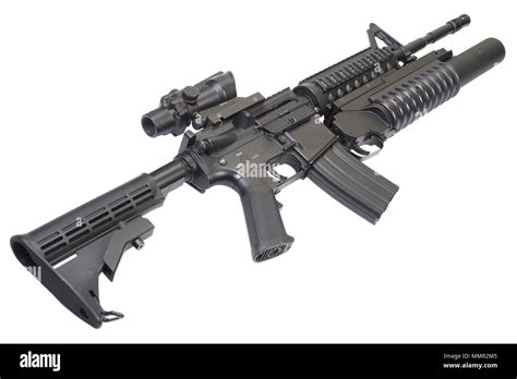 An M4a1 Carbine Equipped With An M203 Grenade Launcher Stock Photo Alamy