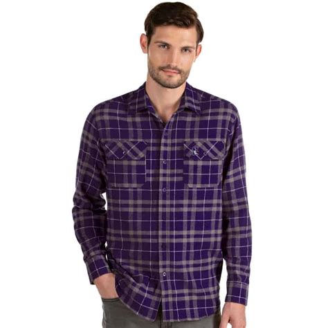northwestern university wildcats antigua men s stance purple plaid flannel shirt