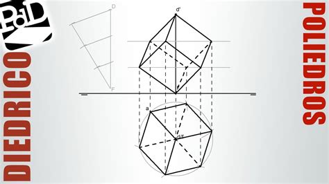 Hexaedro Con Una Diagonal Vertical Poliedros Sistema Diédrico