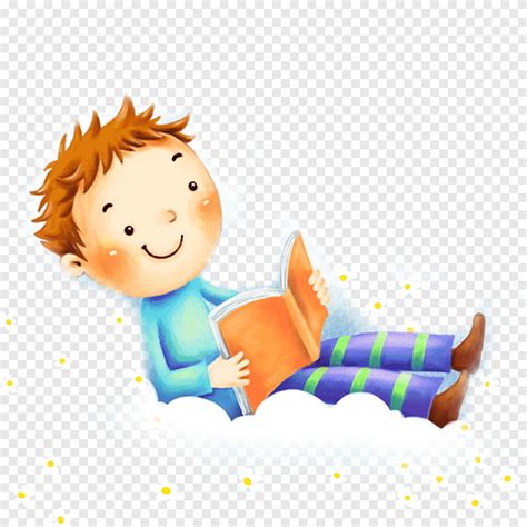Boy Sitting While Reading Book Illustration Child Cartoon Cartoon
