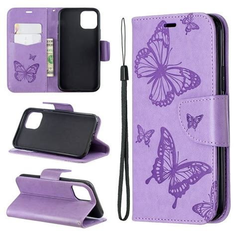 Iphone 11 61 Wallet Case Dteck Embossed Butterfly Flip Pu Leather