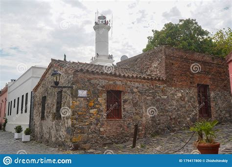 Lighthouse Of Colonia Del Sacramento In Historical Center Of Colonia