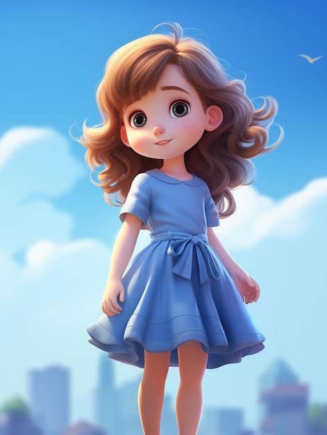 Premium Ai Image A Girl In A Blue Dress With A Blue Dress On Her Head