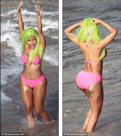 Check It Out A Bikini Clad Nicki Minaj Shows Off Her Very Shapely Behind On The Set Of New