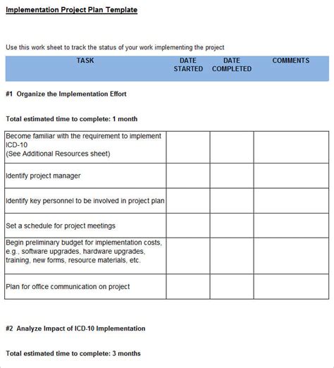 Free Implementation Plan Template Word Printable Templates