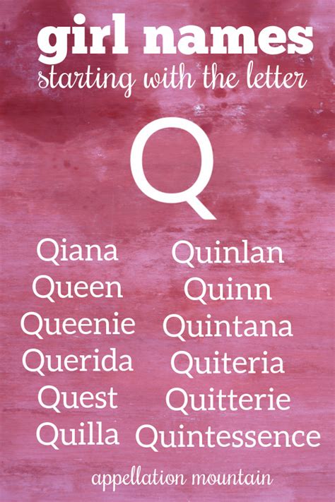 Girl Names Starting Wtih Q Quinn Quintana Quitterie Appellation