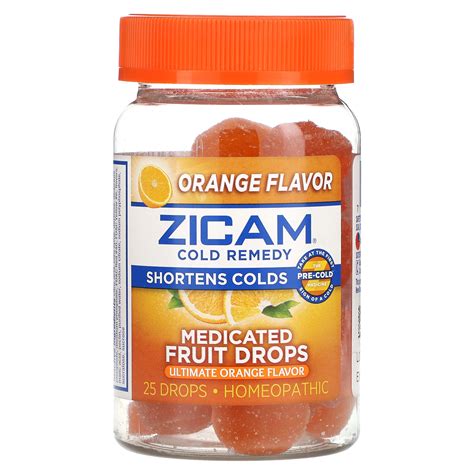 Zicam Cold Remedy Medicated Fruit Drops Ultimate Orange 25 Drops