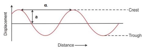 These waves possess the property of perpendicular motion. draw displacement distance graph of a wave and mark on it the amplitude of wave by the letter a ...