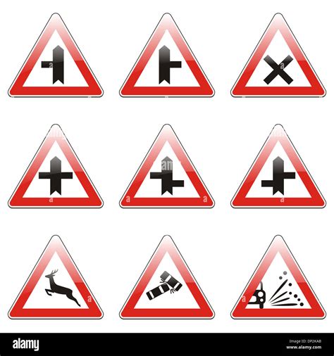 Isolated European Road Signs With Details Stock Photo Alamy
