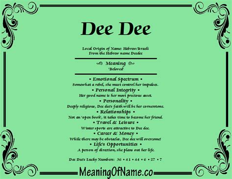 Dee Dee Meaning Of Name