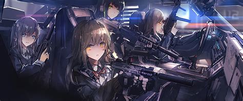 Wallpaper Gun Anime Girls Car Vehicle Weapon