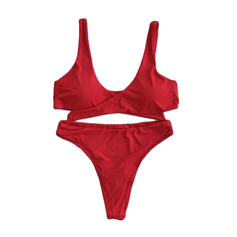 2018 hot design retro style simple model brazilian sexy printing swimsuit bikinis halter padded