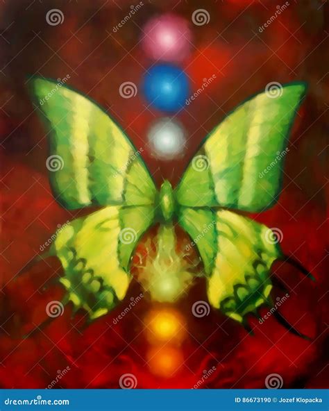 Butterfly With Light Energetic Chakras Painting And Graphic Design