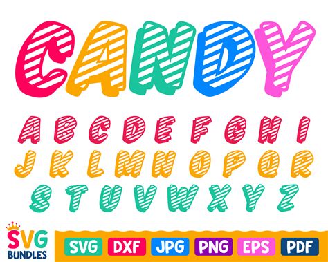 Candy Font Svg Candy Cane A Z Letters With Stripes Svg Files Etsy