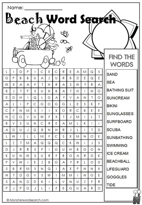 Awesome Beach Word Search Beach Words Word Puzzles For Kids Beach