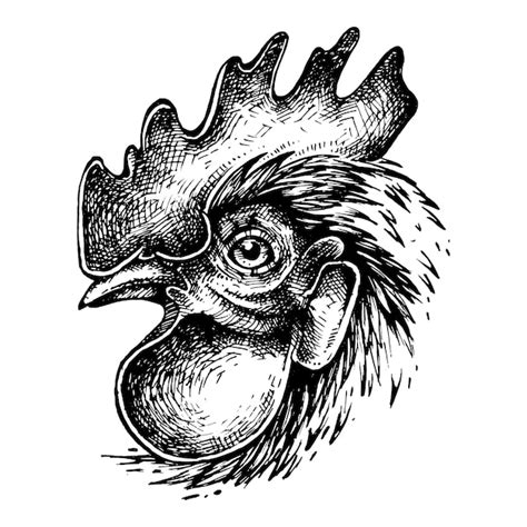 Premium Vector Cock Ink Drawing