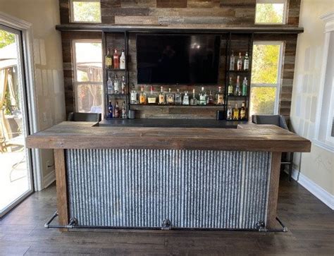 Rustic Barnwood Wrap Around Bar In 2021 Bars For Home Rustic Bar