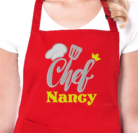 Chef Embroidered Apron Personalised Apron Embroidered Apron Personalized Aprons Apron